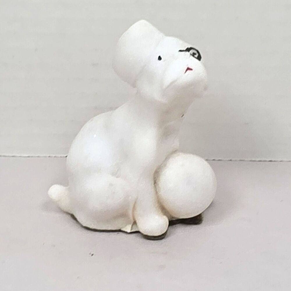 Vtg 1940s Carnival US Army Cap Prize Bull Dog Statue W/ Hat White  Bulldog